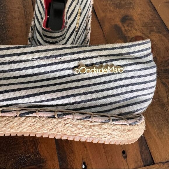 OndadeMar Black White Striped Espadrille Flats Size 38 - Picture 5 of 6